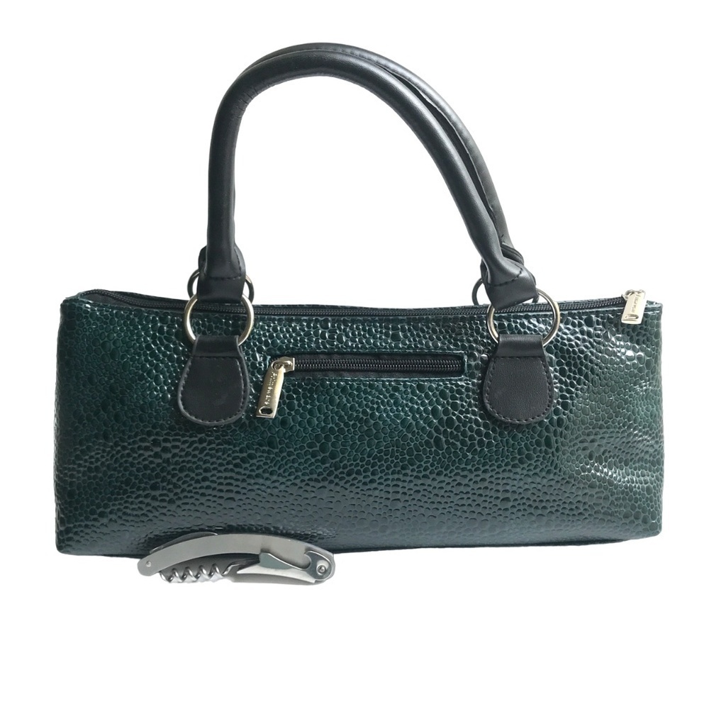 NWOT Primeware Wine Clutch Bag + Corkscrew Teal Crocodile Printed Vegan Leather